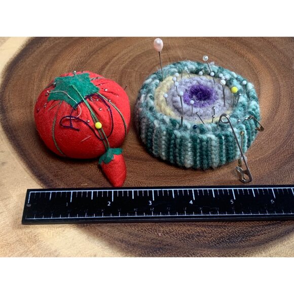 Vintage Strawberry & Knitted Pin Cushions Set - Picture 7 of 8